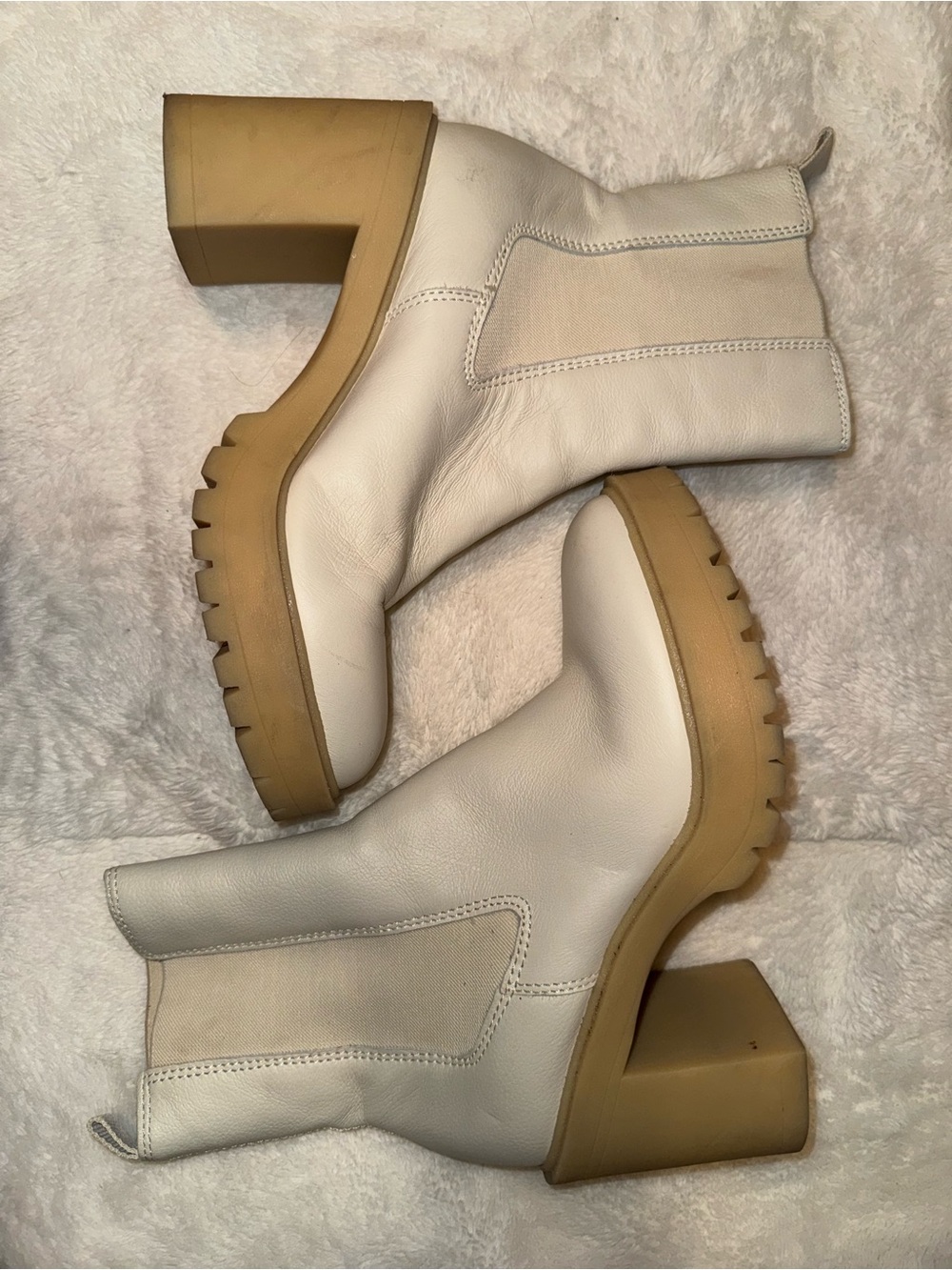 Dolce Vita H20 ivory Leather platform ankle boots waterproof size 8.5